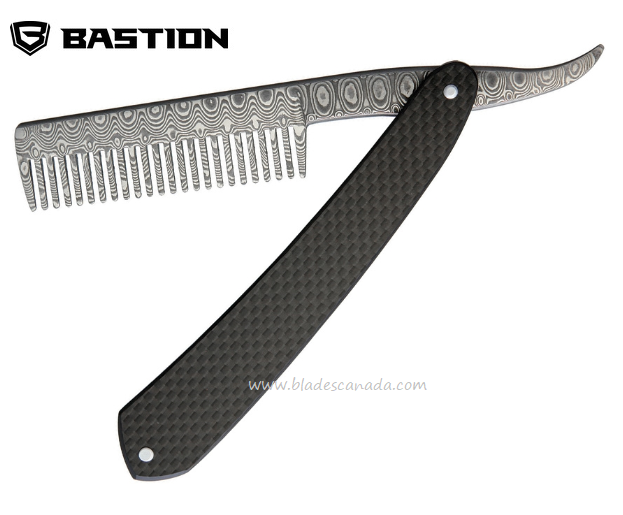 Bastion Straight Razor Comb, Damascus, Pure Carbon Fiber, BSTN07